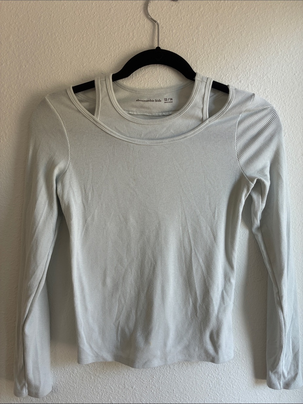 abercrombie kids Light Gray blue Layered-Neck Long Sleeve Tee